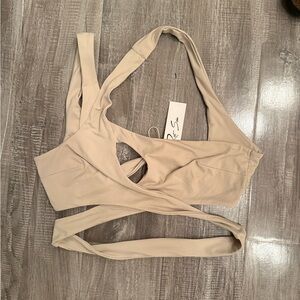 Riot Swim Coconut One-Shoulder Crossover Top